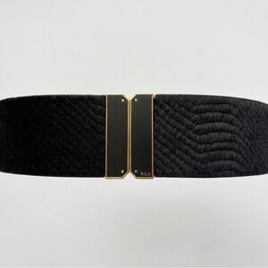 Ralph Lauren Black leather Belt with Gold-Tone Clasp waist belt wide boho y2k
